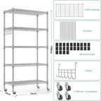 Himimi 5-Tier Storage Shelf Wire Shelving Unit on Wheels, Adjustable Heavy Duty - Image 4