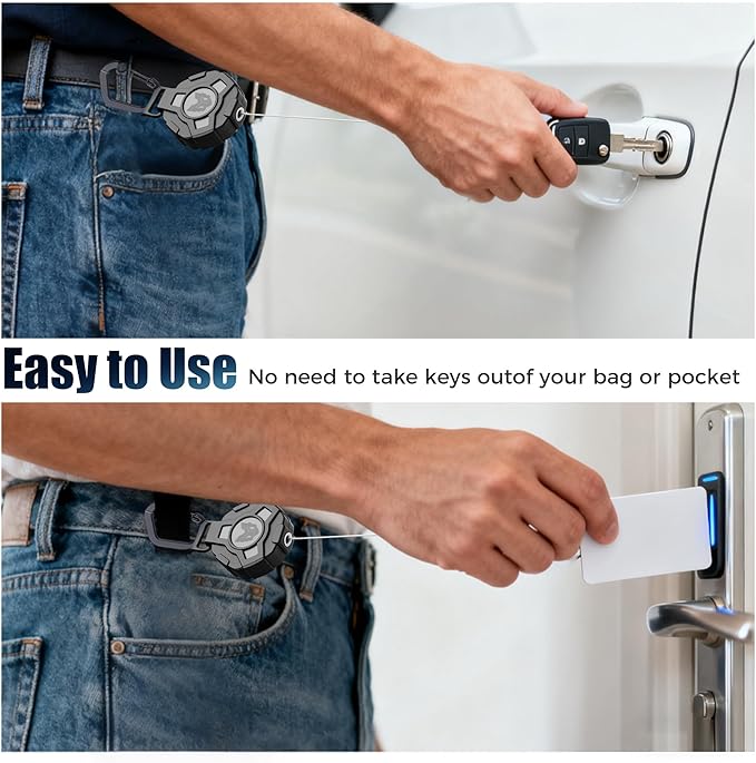 2-Pack Retractable Keychain, Heavy Duty Carabiner Badge Holder, Tactical ID - Image 7