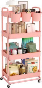 JIUYOTREE 4-Tier Plastic Rolling Storage Cart Utility Cart by JIUYOTREE
