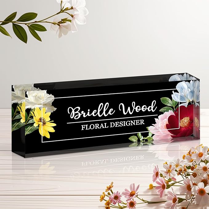 Personalized Name Plate for Desk, Custom Acrylic Desk Name Sign, Office by Unknown