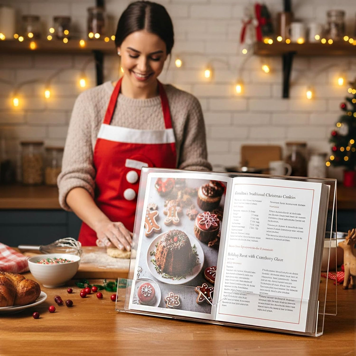 MyGift Premium Clear Acrylic Cookbook Stand & Book Display Holder