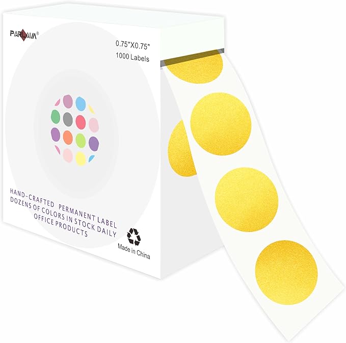 PARLAIM 3/4 Inch Roll Color Coding Labels, 1000 per Roll Round Permanent by PARLAIM