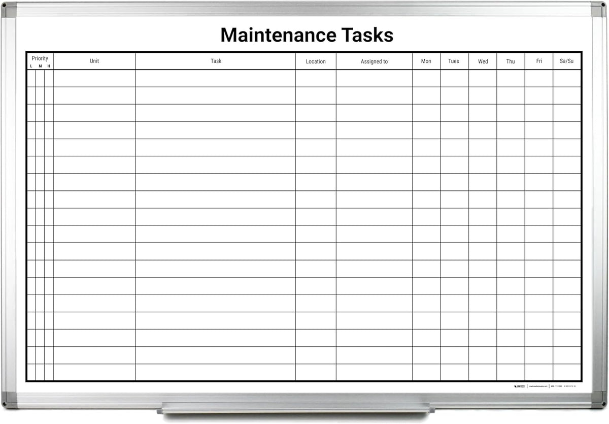 Maintenance Tasks Whiteboard (48in x 36in)