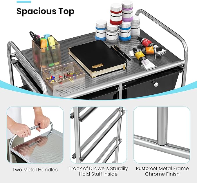 GLACER 10 Drawer Rolling Cart, Storage Cart - Image 5