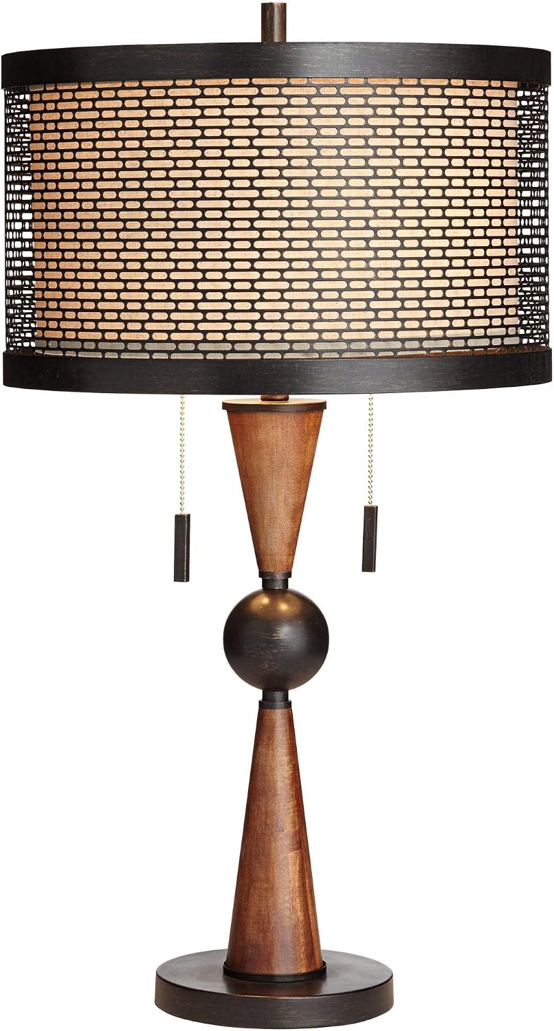 Hunter 29 3/4" Tall Table Lamp Bronze Brown Cherry Wood Modern