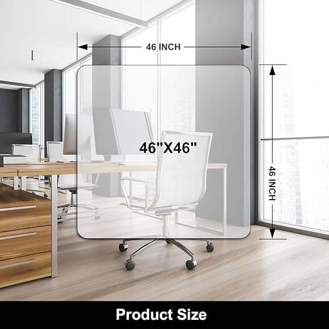 Kuyal Chair Mat for Hardwood Floor, 46 x 46 inches Rectangle Desk Durable - Image 7