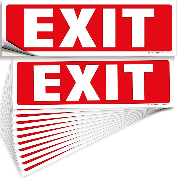 iSYFIX Exit Signs Stickers – 12 Pack 12x4 Inch – Premium Self-Adhesive Vinyl by iSYFIXPREMIUMSIGNS