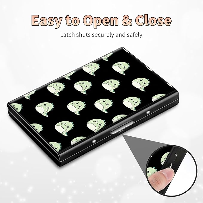 BWEGRHE Slim Credit Card Holder, Cute Dinosaurs RFID Blocking Metal Wallet - Image 6