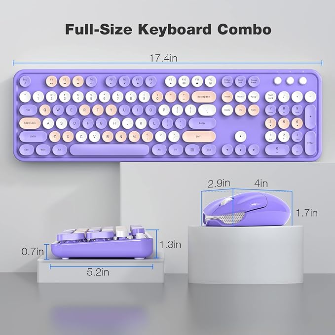 MOFII Wireless Keyboard and Mouse Combo, 2.4GHz Retro Full-Size Keyboard - Image 7
