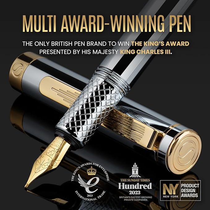 Scriveiner Luxury EDC Fountain Pen, Stunning Silver Chrome Luxury Pen, Real - Image 2