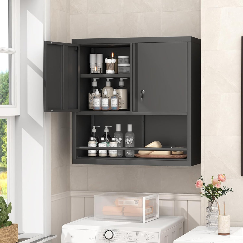 greatmeet locking metal garage wall cabinet with doors, package contents