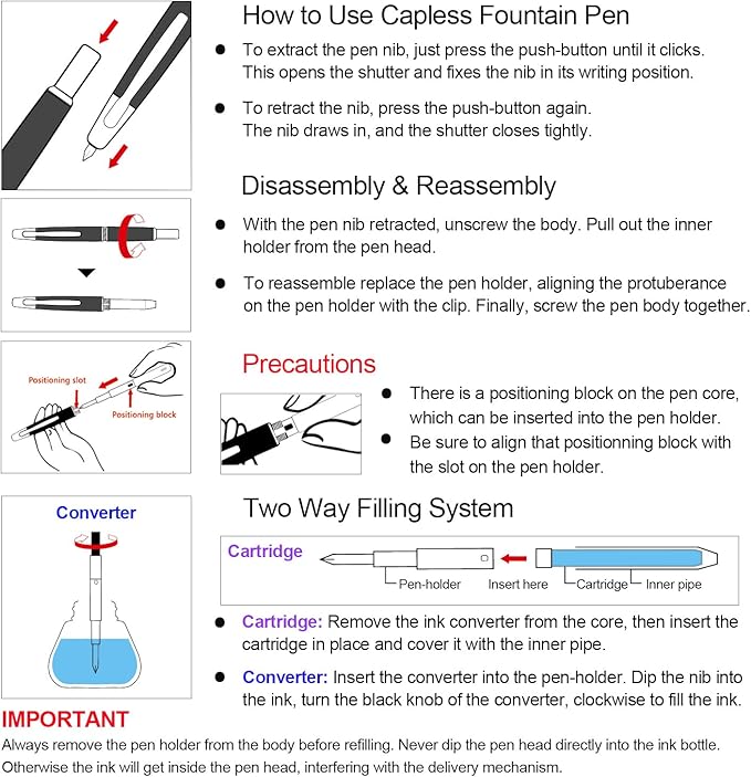 JINHAO 20 Press Fountain Pen, Retractable Capless Resin Pen - Image 6