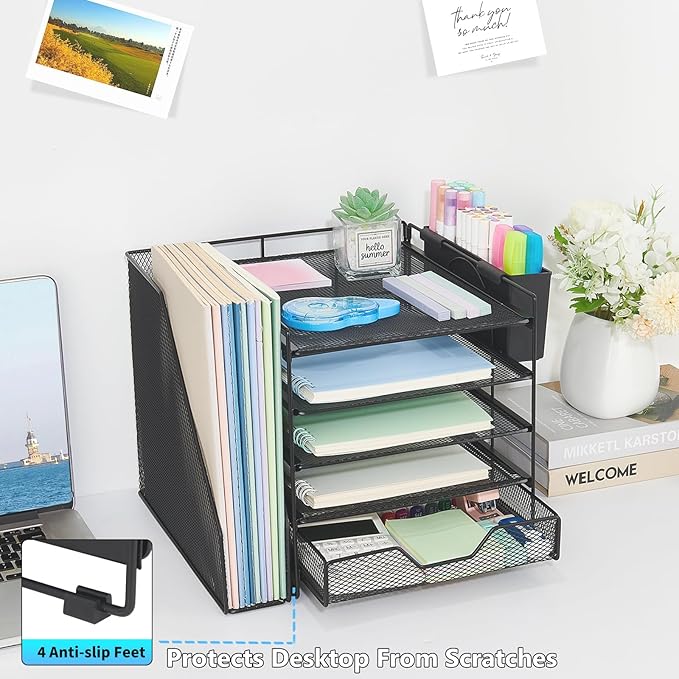Gugsey Desk Organizer, 5-Tier Paper Letter Tray Organizer - Image 5