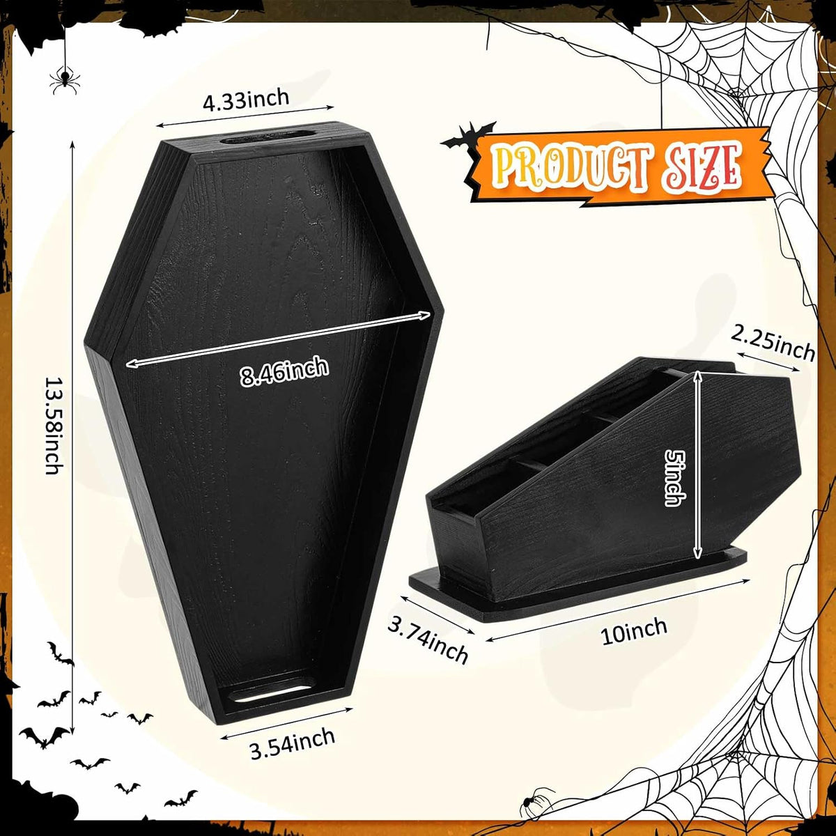 Juexica 2 Pcs Gothic Coffin Makeup Brush Holder, Black Vanity Organizer