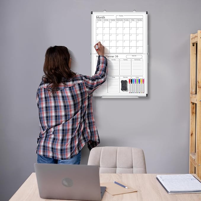 Lincia 24" x 16" Magnetic Vertical Monthly and Weekly Dry Erase Calendar - Image 5