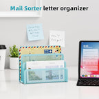 Marbrasse Mail Organizer for Desk, 3-Slot Mesh Metal Mail Holder countertop - Image 2