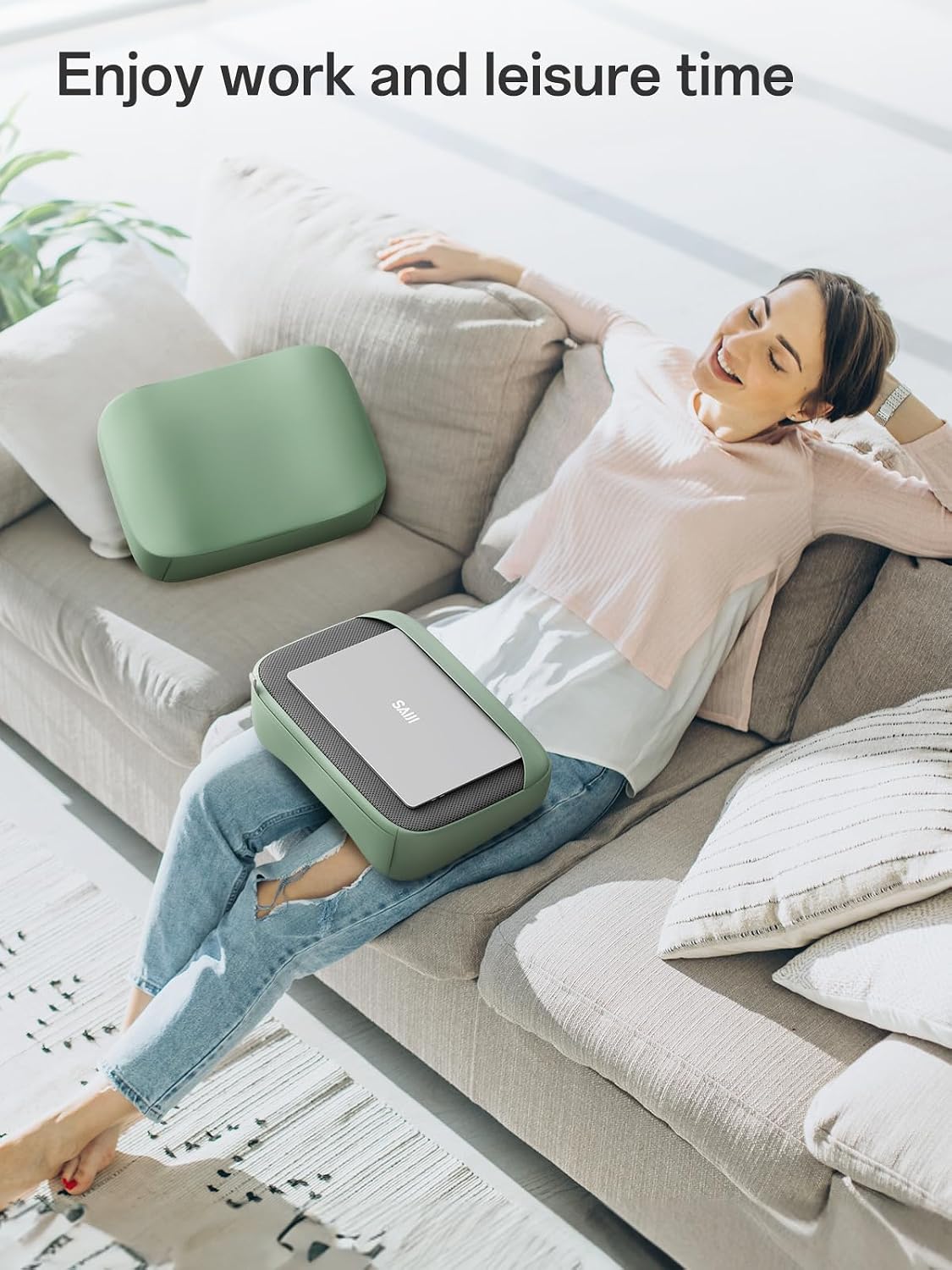 SAIJI Breathable Laptop Pillow, Ultra Lightweight Lap Desk with Cushion, Comp...