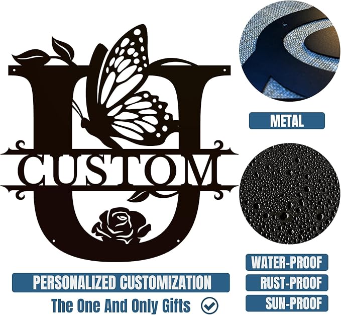 Personalized Custom Letter Name metal Signs, Custom Black Letter Monogram Wall - Image 6