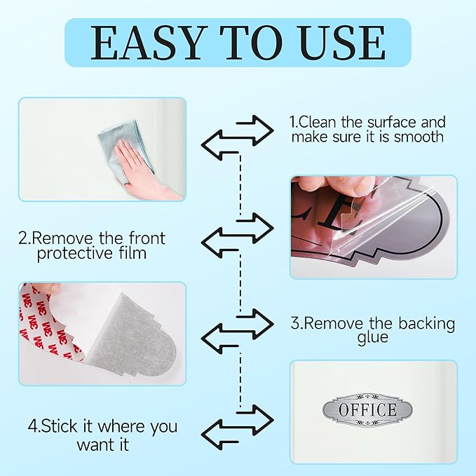 The Office Door Sign for Home and Business，Self-Adhesive Waterproof Brushed - Image 3