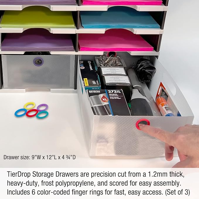Desktop Organizer 12 Letter Tray Sorter Plus Riser Storage Base & 3 Storage - Image 6