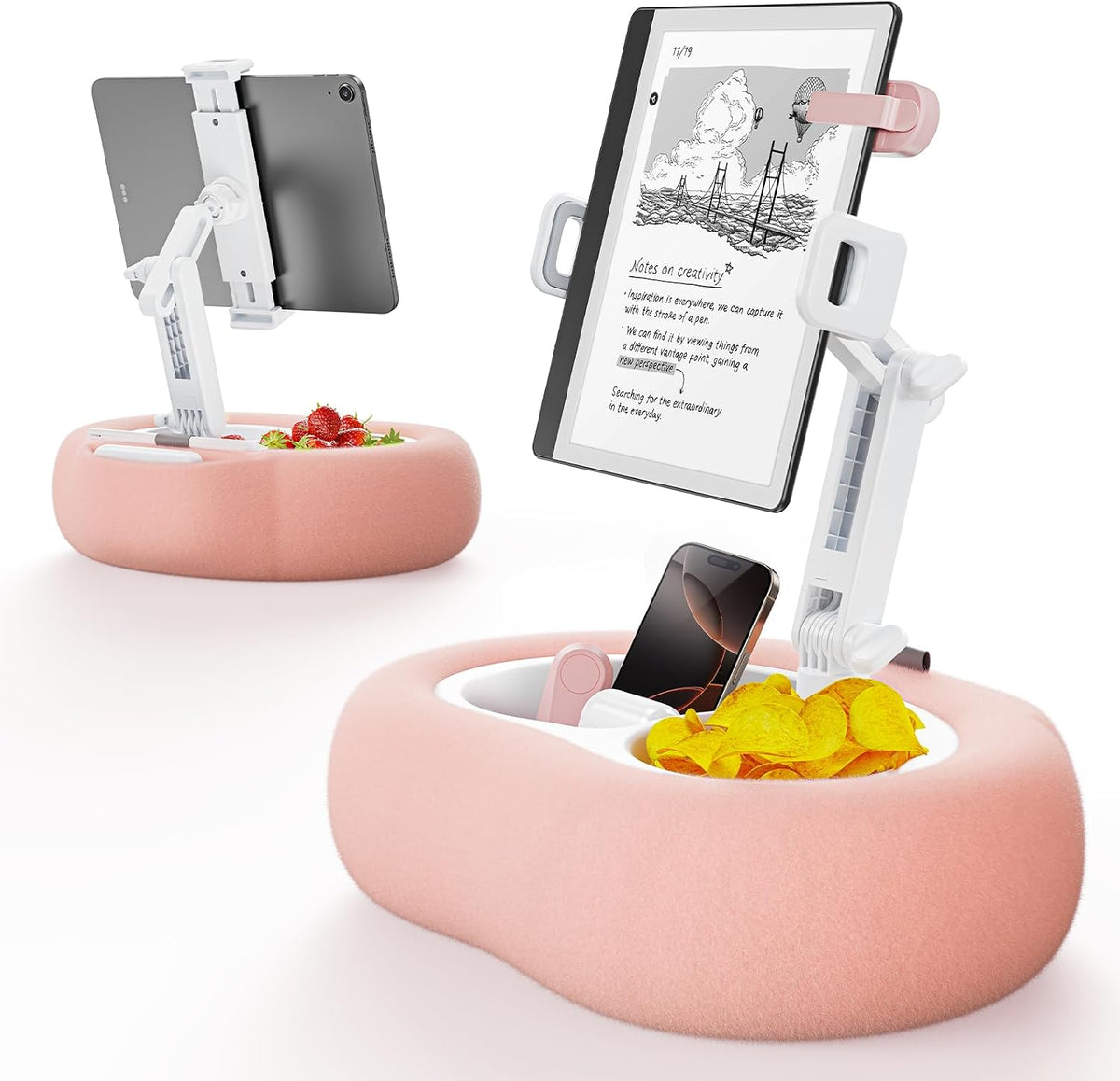 TAZENI Kindle Tablet Pillow Stand Accessories for Bed Reading, with 2 Trays