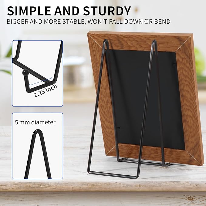 Decolore 5 Pack 10.3 Inch Black Plate Stands Picture Easels - Image 3