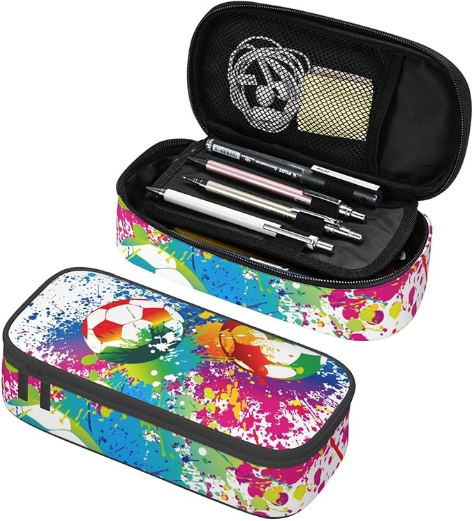 Colorful Soccer Pencil Case Big Capacity Storage Pencil Pouch Stationery Bags by HKHEHOP