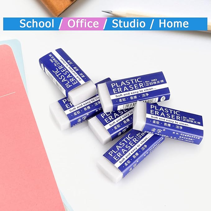 Tamaki 12 Pack Erasers, Large White Eraser - Image 4