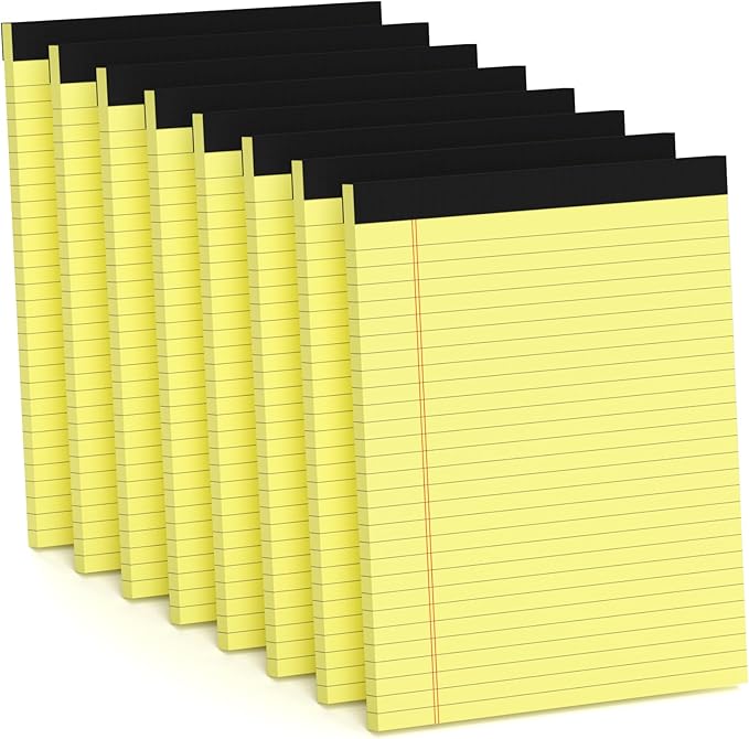 Aidunmis 8 Pack Yellow Legal Pads 8.5 x 11 Wide Ruled Note Pads 8.5x11 Lined by Aidunmis