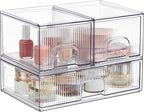 Vorey Clear Stackable Desk Storage Drawers, 3 Pack Acrylic Bathroom Makeup by HOME