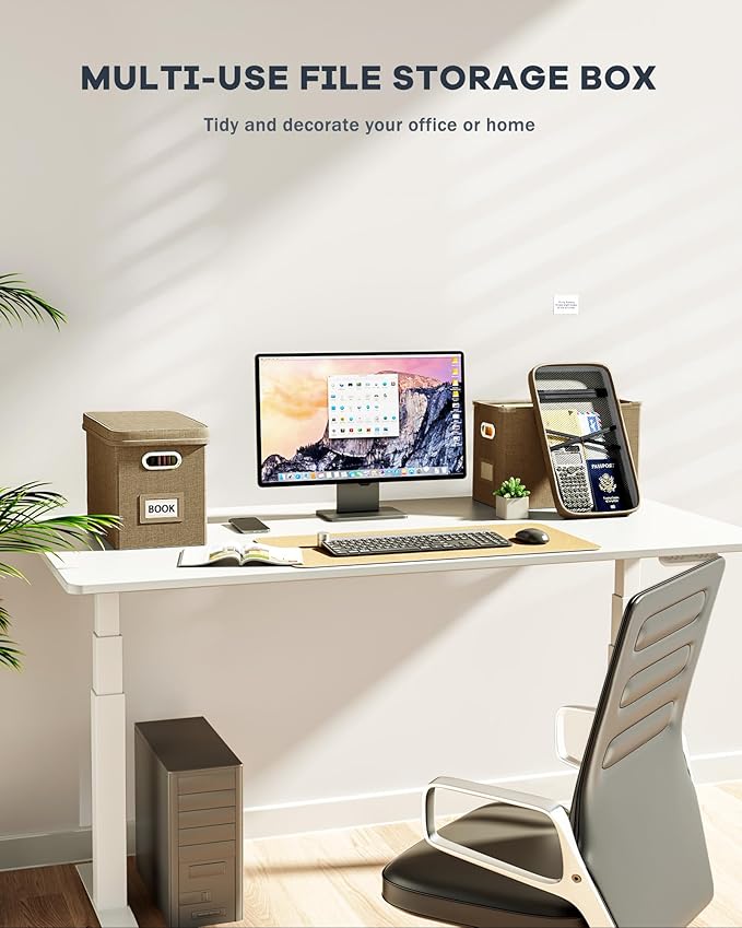 Oterri File Organizer Box with Lid, Hanging Filing File Box with Mesh Pocket - Image 6