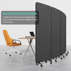 Soundproof Room Divider W/Wheels, 66in Office Dividers - Image 2