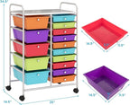 Giantex 15-Drawer Organizer Cart Office School Storage Cart Rolling Drawer Cart - Image 3