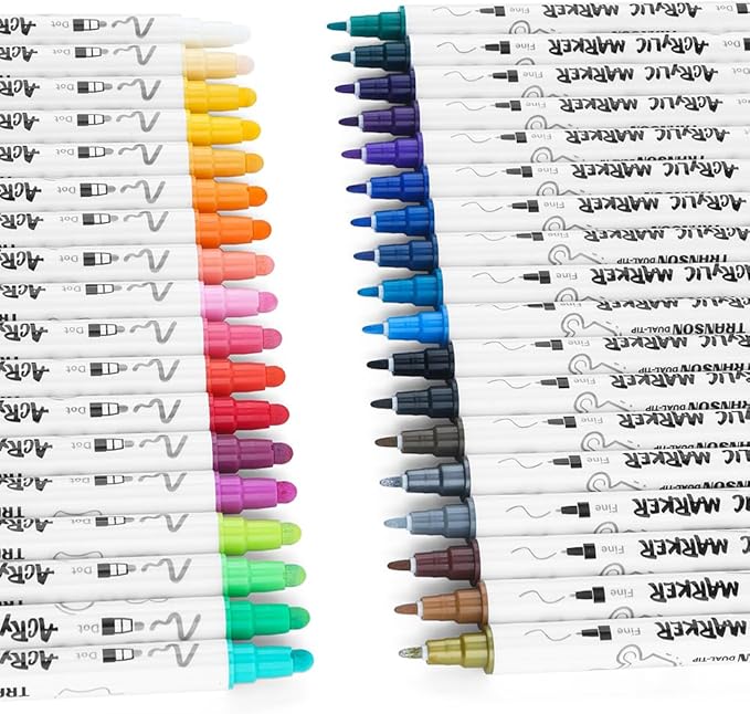 TRANSON 36 Color Bold and Fine Dual-tip Acrylic Paint Pen Set - Image 5