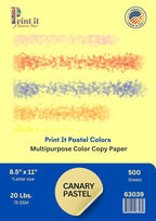 Printit Colors Multipurpose Paper, 20 lbs., 8.5" x 11", Canary-Yellow, 500 by Unknown