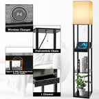Floor Lamp with Shelves, RUNTOP LED Shelf Floor Lamp with Wireless Charger & 2 - Image 4
