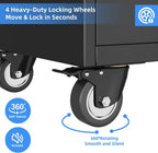 71-inch garage storage cabinet with 2 drawers, wheels on a desk or shelf
