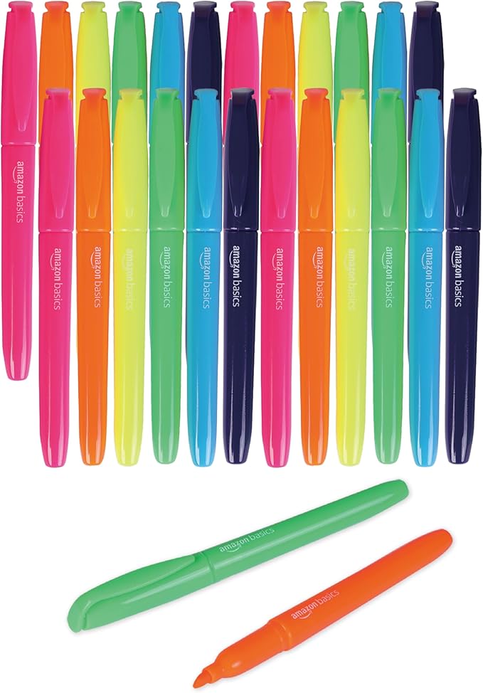 Amazon Basics Highlighters, Fluorescent Ink, Chisel Tip, School Supplies by AmazonBasics