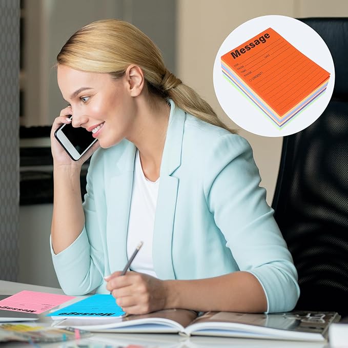 9Pack Phone Message Pads for Office, 4 x 5 Inch Self-Stick Note Pads, While You - Image 4