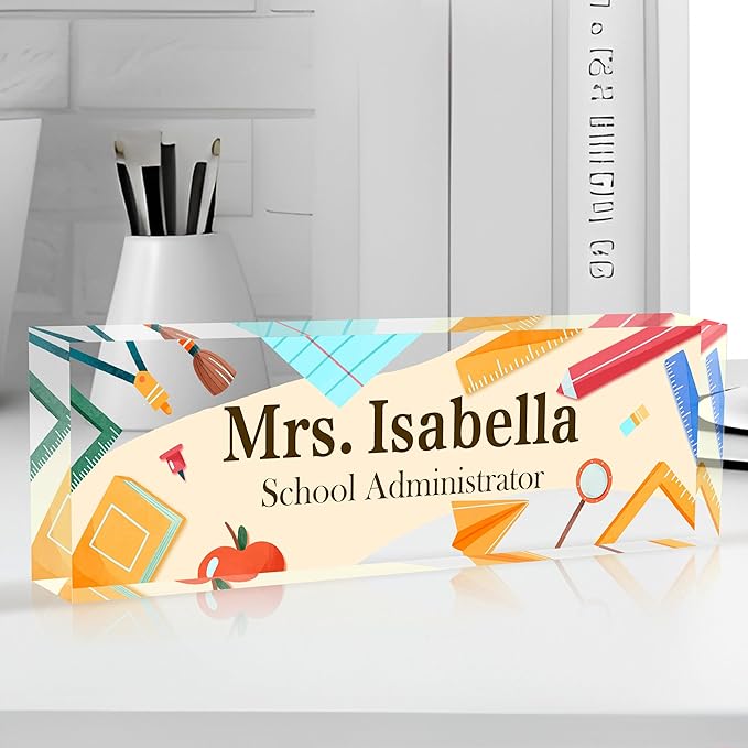 Personalized Name Plate for Desk Custom Acrylic Desk Name Plate Custom Employee by AZUFEMOS