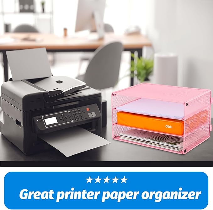EASEPRES Paper Organizer Tray, 3 Tier Mesh Desk File Organizer Letter Sorter - Image 5