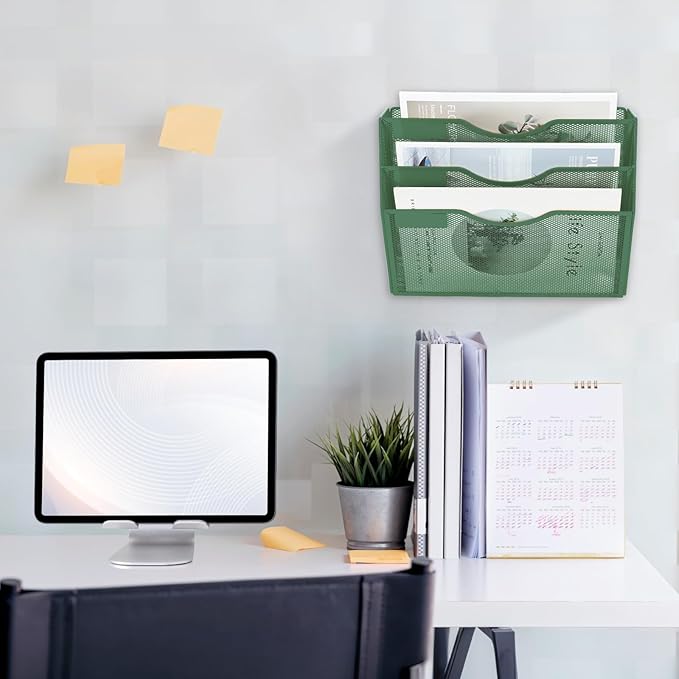EASEPRES 3 Pocket Mesh Hanging Wall File Organizer, Wall Mounted Mail Paper - Image 7