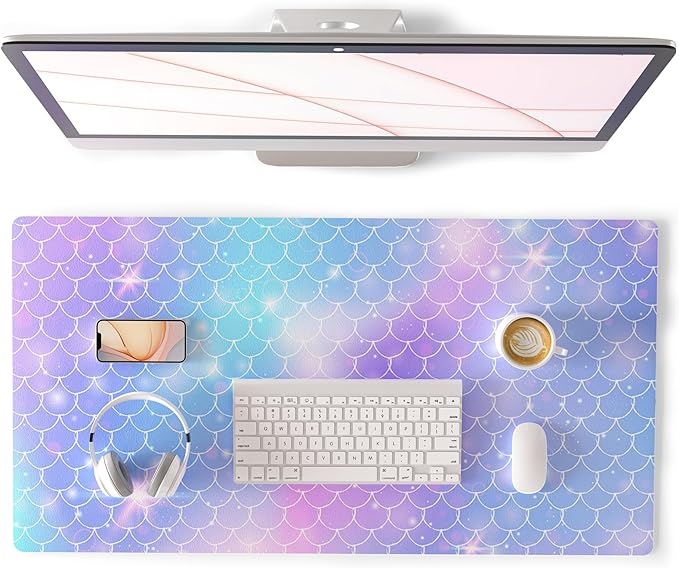 QIYI Large Desk Pad, Colorful Mouse Pad Desktop Decor, Waterproof PU Leather by QIYI