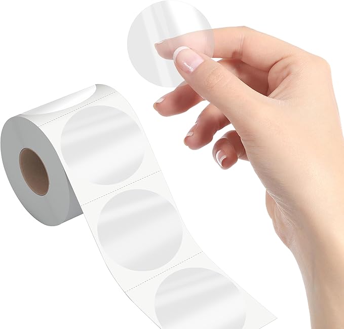 500 PCS Round Clear Seal Stickers, Transparent Envelope Mail Wafer Seal Self by Stickyourhappymoment