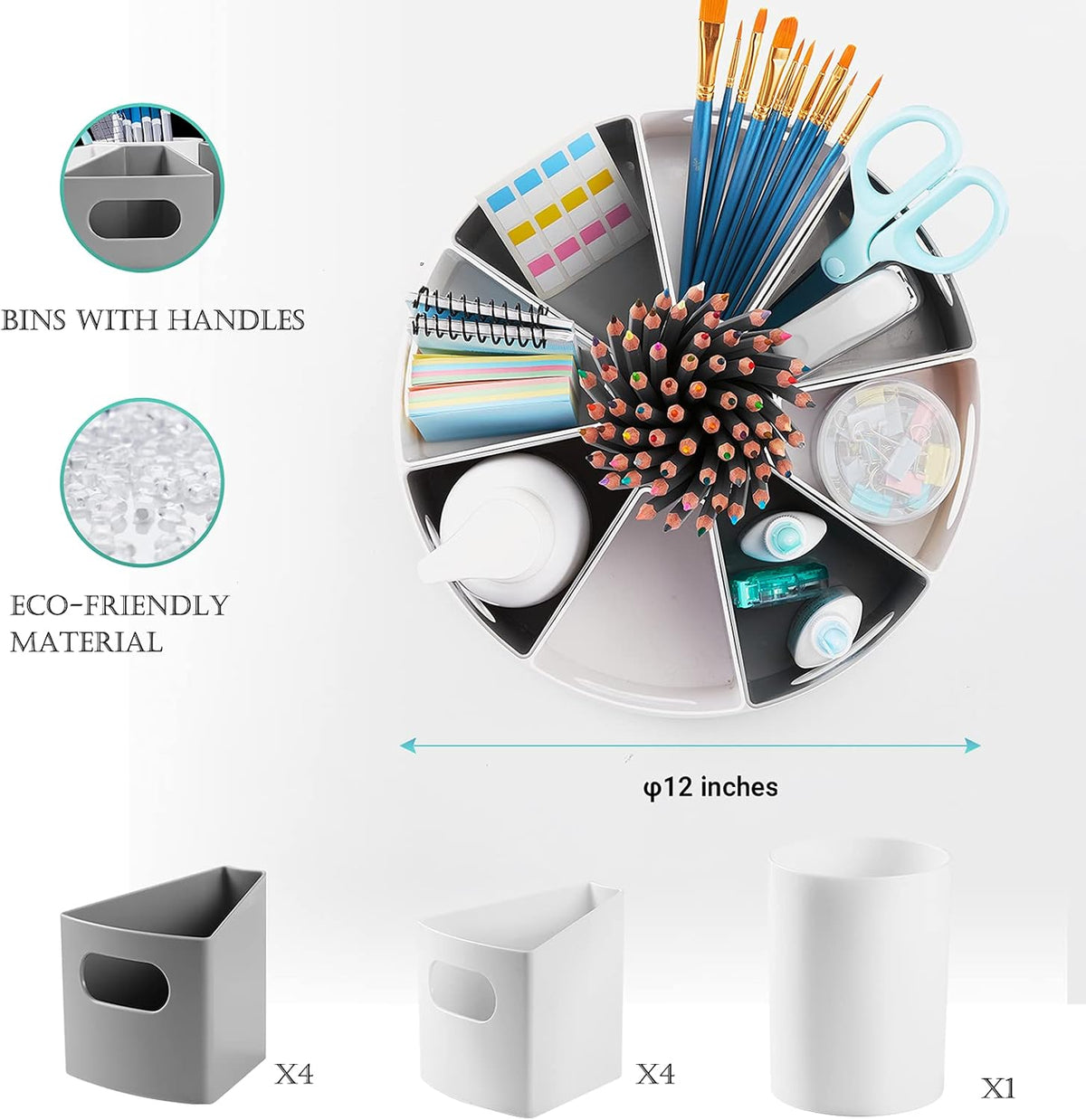 MeCids 360 Rotating Storage Organizer Desk Organizers Pen Holder– 12” Lazy Su...