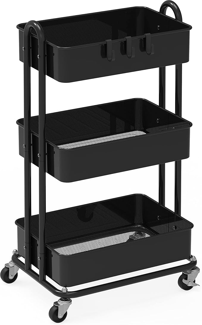 Simple Houseware 3-Tier Heavy Duty Metal Utility Rolling Cart by SimpleHouseware