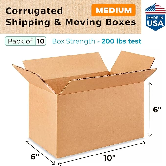 Medium Moving & Shipping Boxes 10x6x6 inches - Image 2