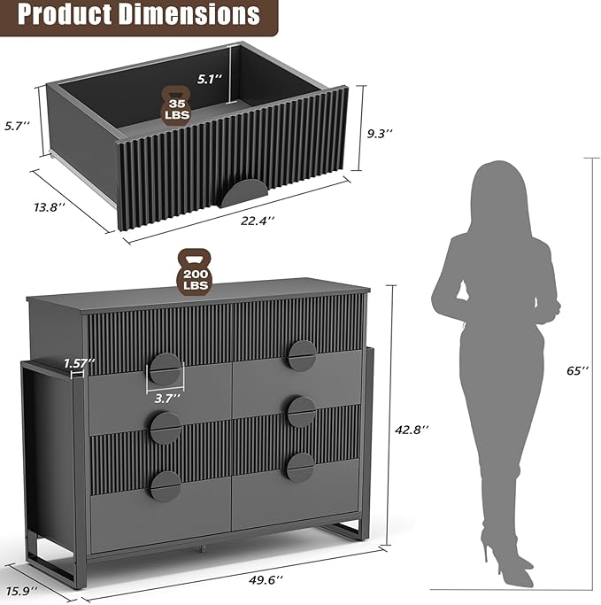 LGHM Fluted Dresser for Bedroom - Image 3