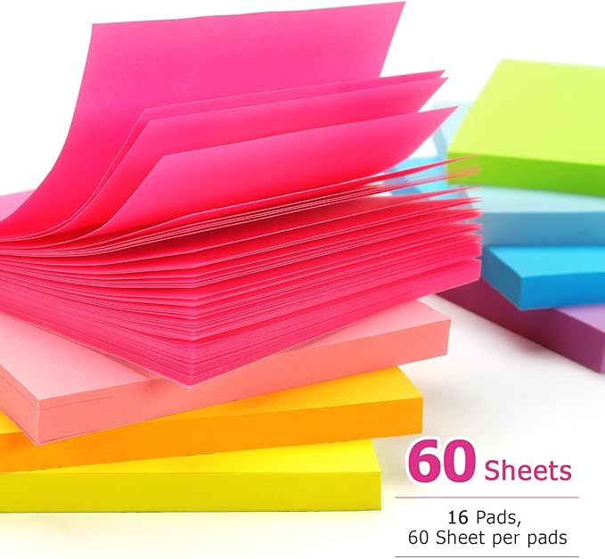 Early Buy 16 Pads Sticky Notes 8 Bright Color Self-Stick Notes 3 in x 3 in - Image 4