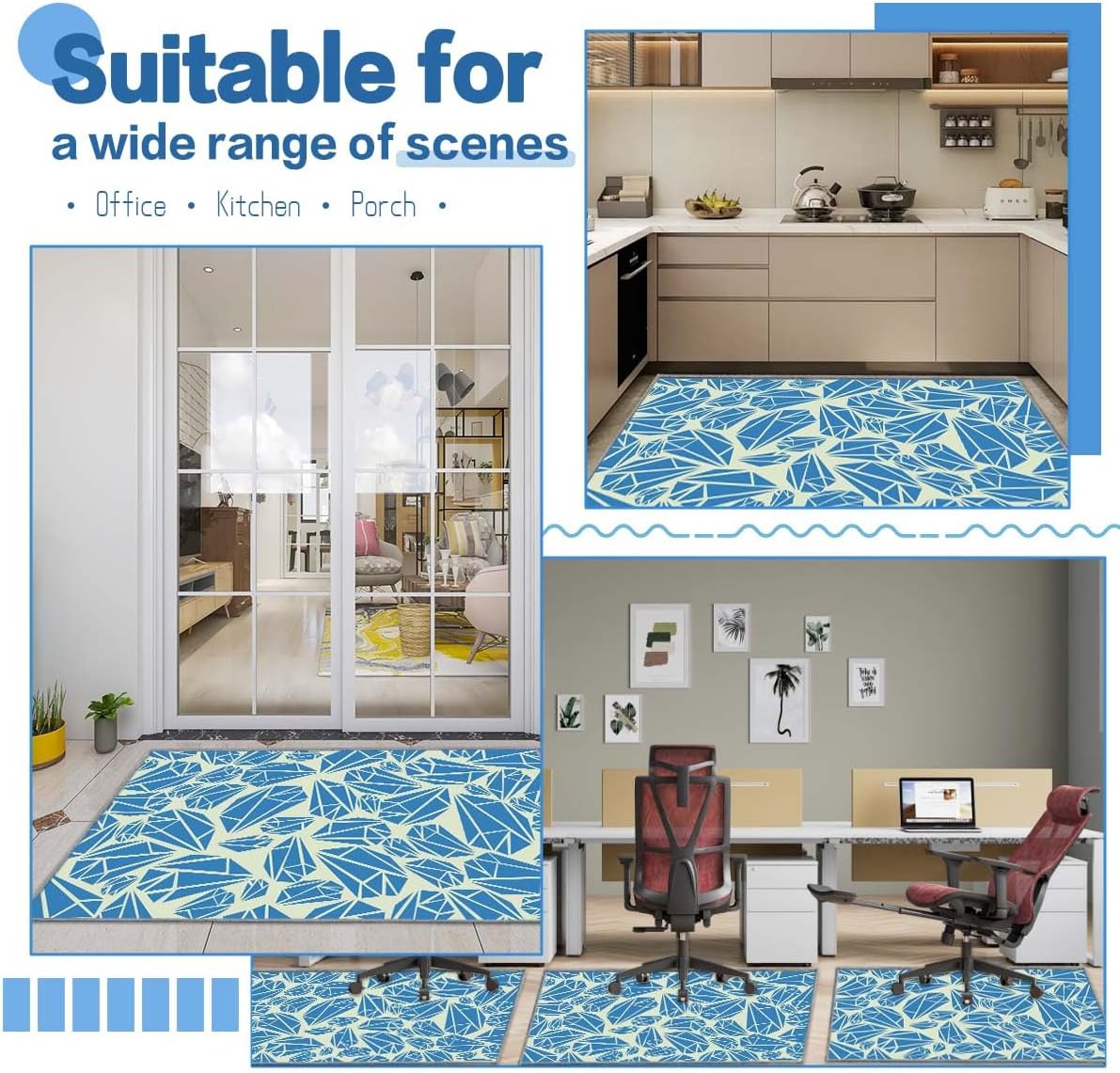 Chair mat, Office Short Pile Chair mat, Non-Slip Noise-Reducing Table and Chair Carpet, Office, Study Decorative Carpet Suitable for Wooden Floors, Laminates and Tiles (Diamond, 47x59in)